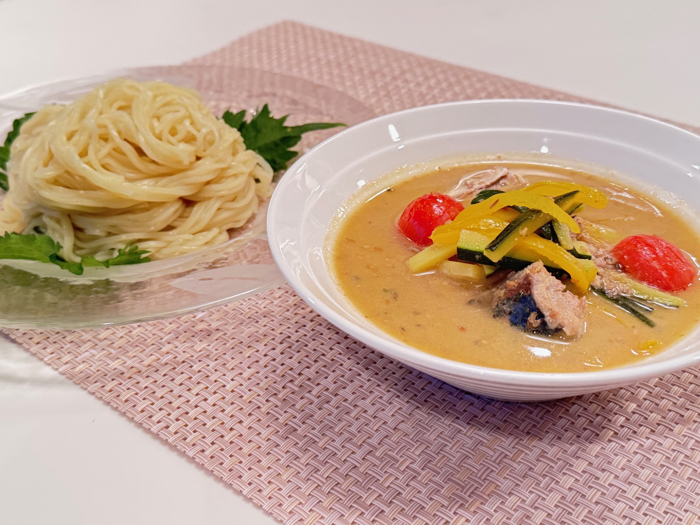 さばのマヨ炒め冷やしラーメンつけ麵 