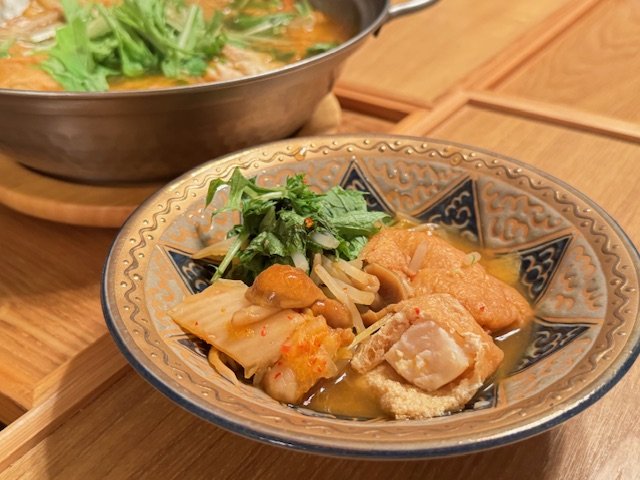 パンガシウス巾着の白菜キムチ鍋