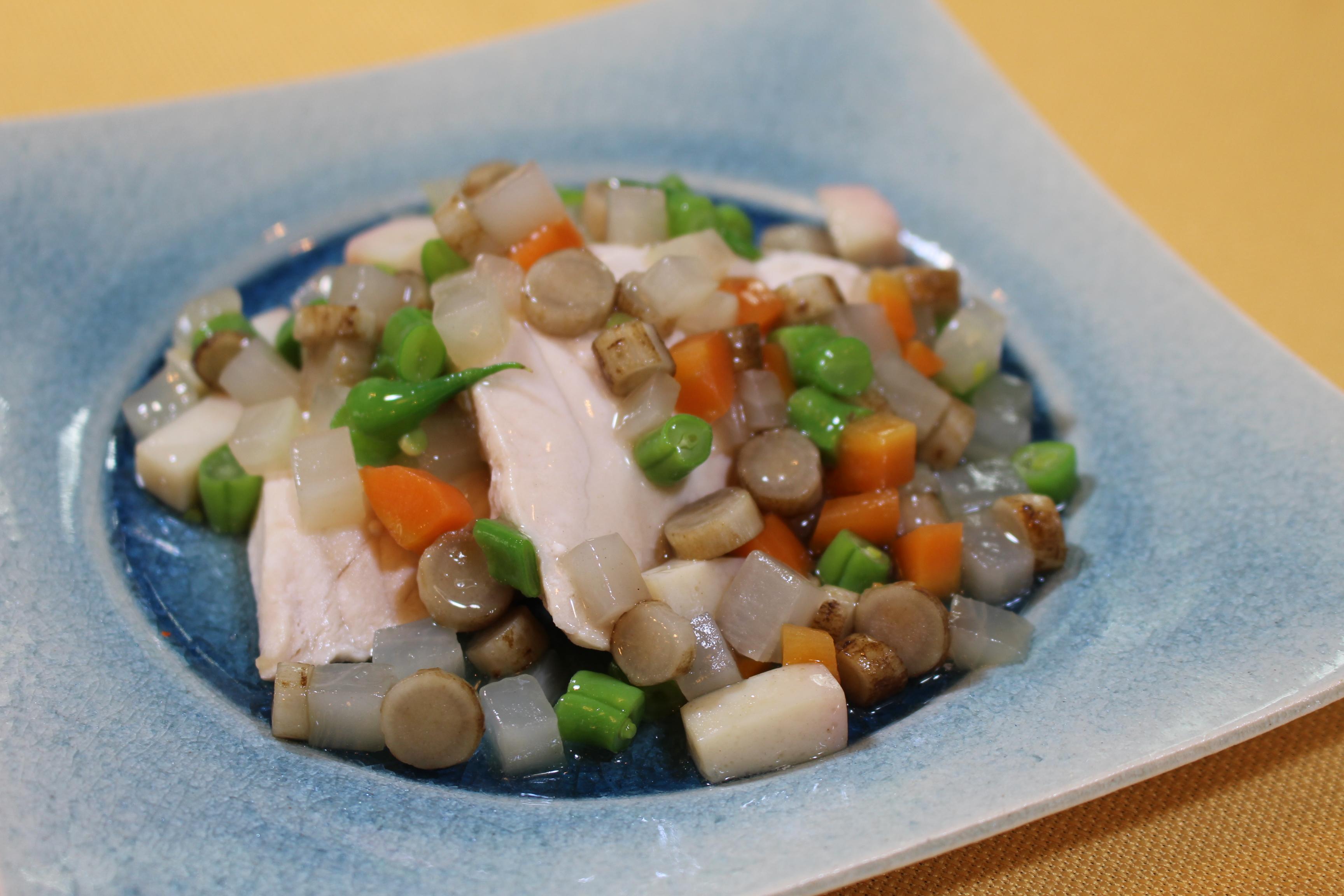 レンジで簡単！黒皮カジキの根菜あんかけ