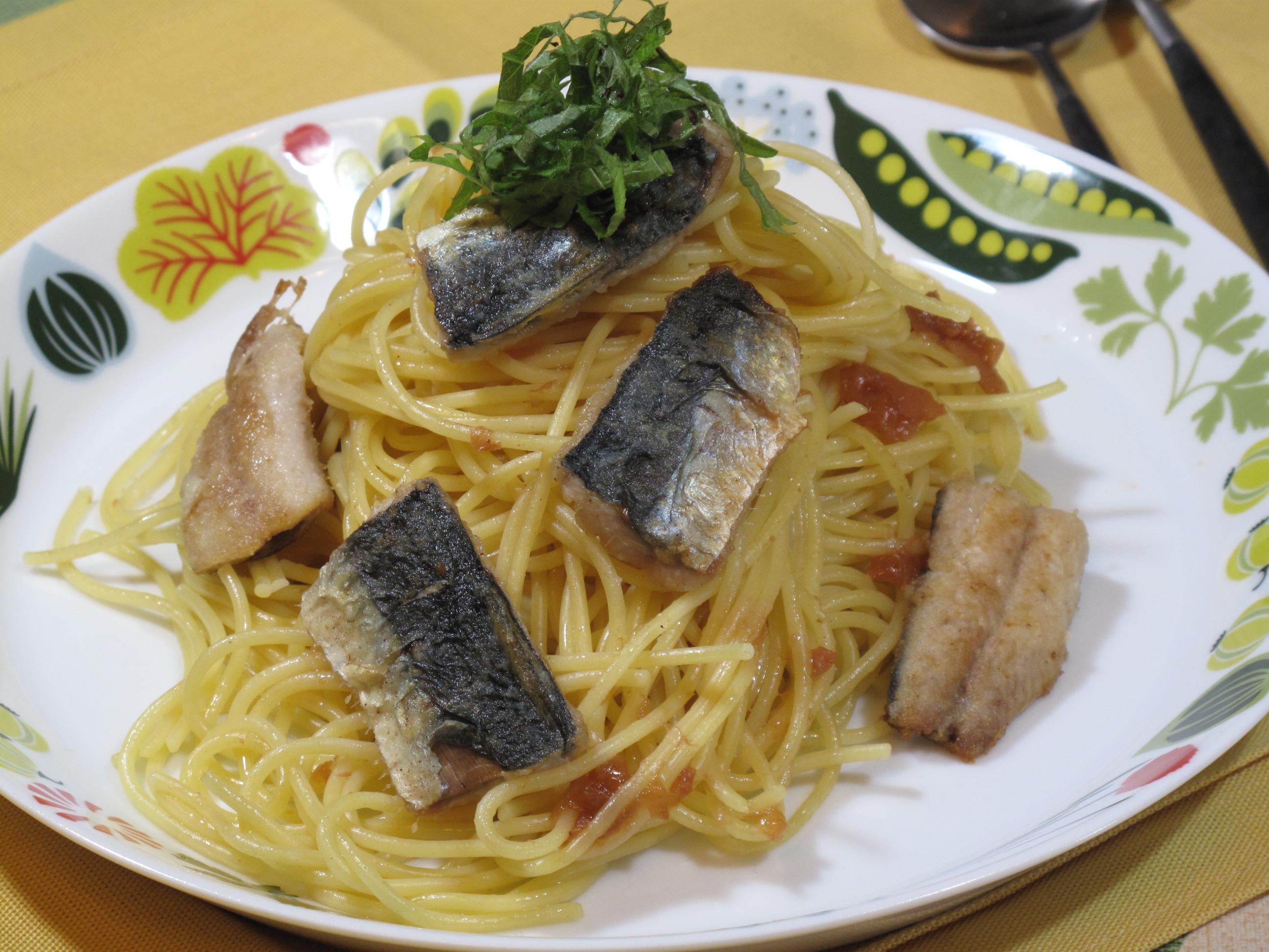 お魚料理 マイワシと梅のスパゲティ お魚レシピ マルイチ産商